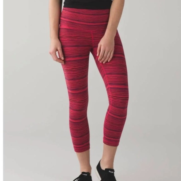 Lululemon Wunder Under High Rise Crop- Sz 6 in Space Dye Twist - Picture 1 of 5